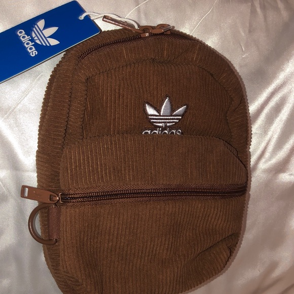Adidas Corduroy Trefoil 2.0 Mini Backpack Color Preloved Brown NWT - Picture 15 of 16